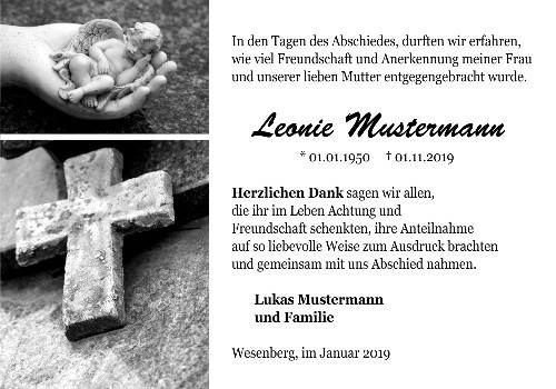 Danksagungskarten Trauer Engel