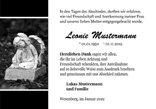 Danksagungskarten Trauer Engel