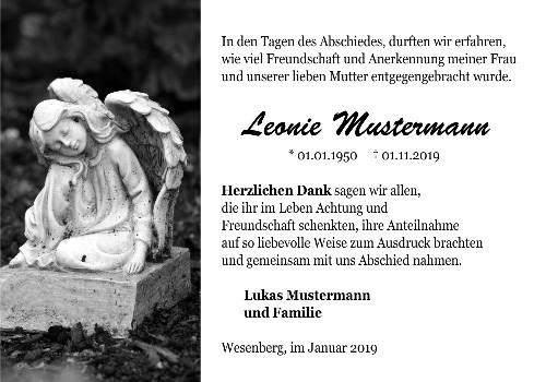 Danksagungskarten Trauer Engel