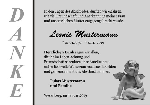 Danksagungskarten Trauer Engel