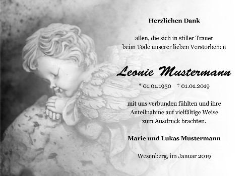 Danksagungskarten Trauer Engel