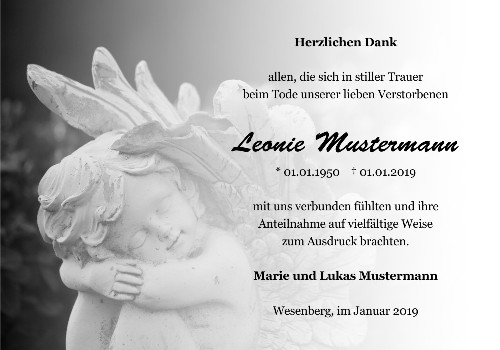 Danksagungskarten Trauer Engel