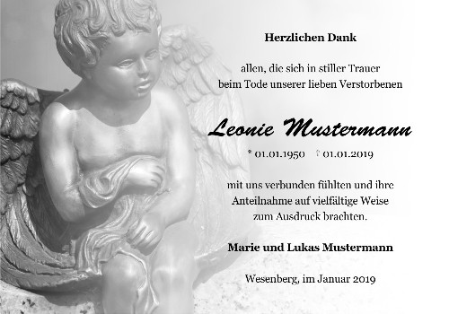 Danksagungskarten Trauer Engel