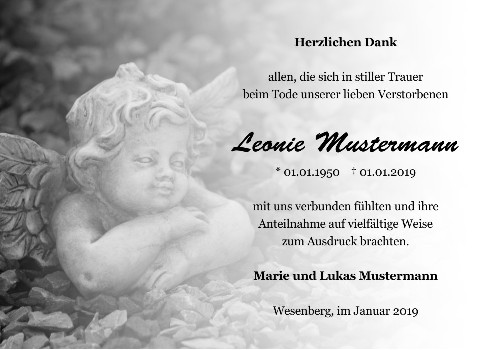 Danksagungskarten Trauer Engel