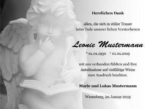 Danksagungskarten Trauer Engel