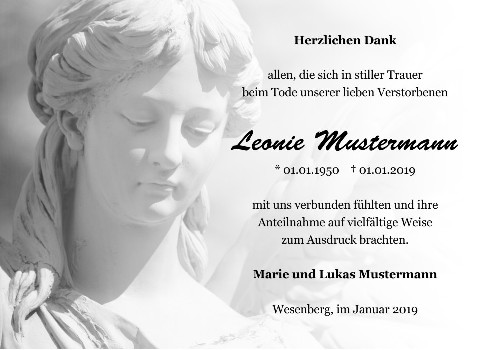 Danksagungskarten Trauer Engel