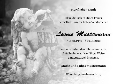 Danksagungskarten Trauer Engel