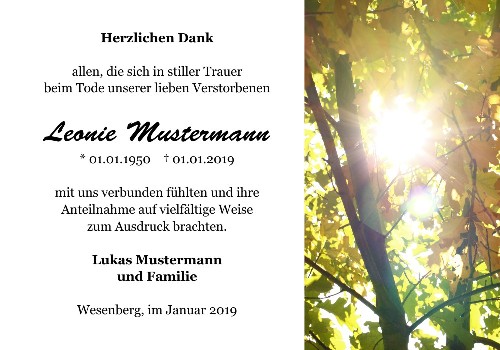 Danksagungskarten Trauer Herbst