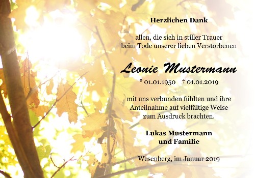 Danksagungskarten Trauer Herbst