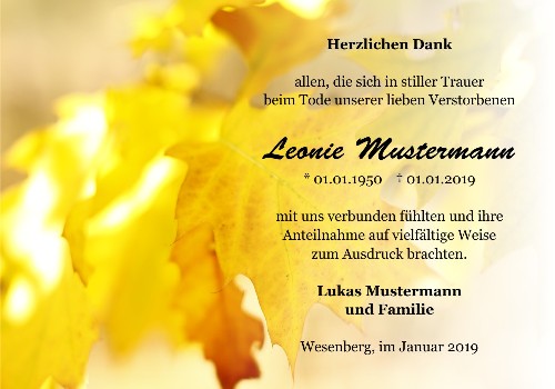 Danksagungskarten Trauer Herbst