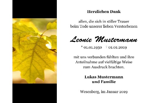 Danksagungskarten Trauer Herbst