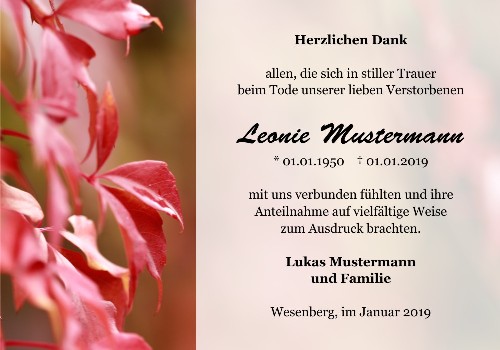 Danksagungskarten Trauer Herbst