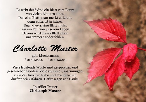 Danksagungskarten Trauer Herbst