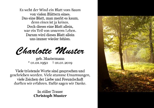 Danksagungskarten Trauer Herbst