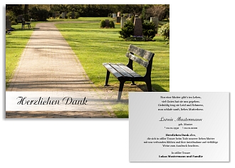 Danksagungskarten Trauer Bank