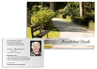 Danksagungskarten Trauer Bank