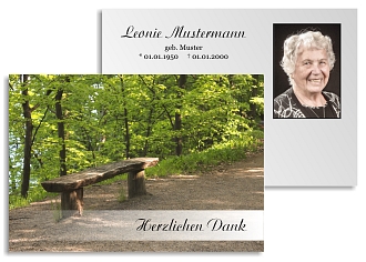 Danksagungskarten Trauer Bank