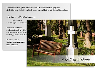Danksagungskarten Trauer Bank