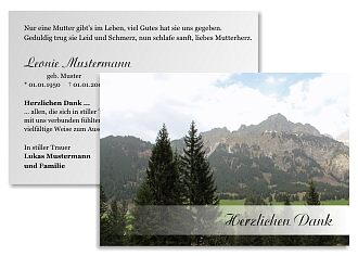 Danksagungskarten Trauer Berg