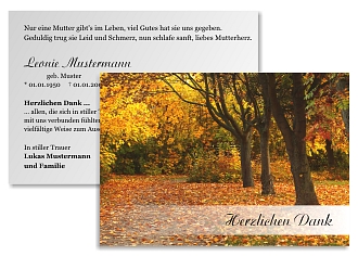 Danksagungskarten Trauer Herbst
