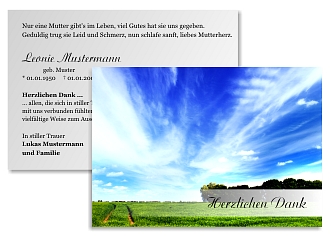 Danksagungskarten Trauer Himmel