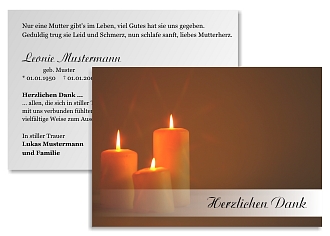 Danksagungskarten Trauer Kerze