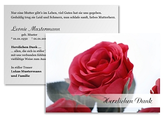 Danksagungskarten Trauer Rose