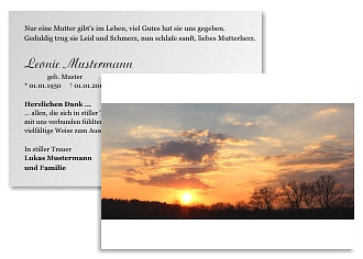 Danksagungskarten Trauer Sonne