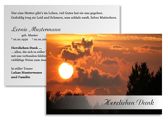 Danksagungskarten Trauer Sonne