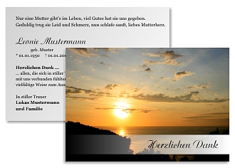 Danksagungskarten Trauer Sonne