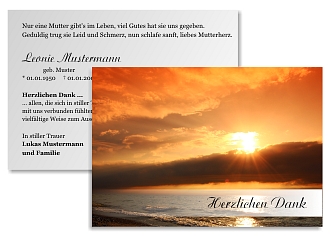 Danksagungskarten Trauer Sonne