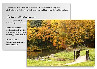 Danksagungskarten Trauer Wald