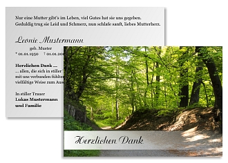 Danksagungskarten Trauer Wald