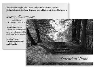 Danksagungskarten Trauer Wald