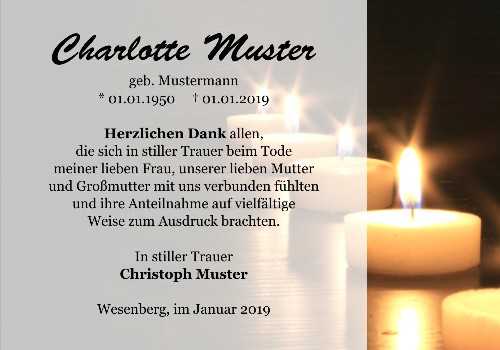 Danksagungskarten Trauer Kerze