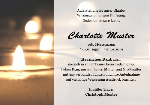 Danksagungskarten Trauer Kerze