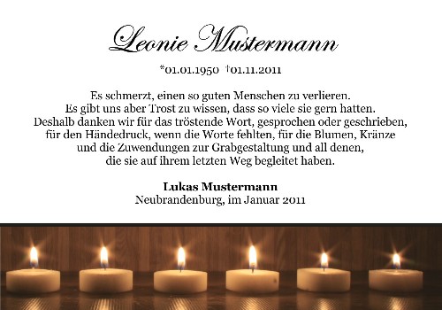 Danksagungskarten Trauer Kerze