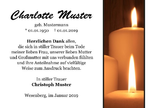 Danksagungskarten Trauer Kerze