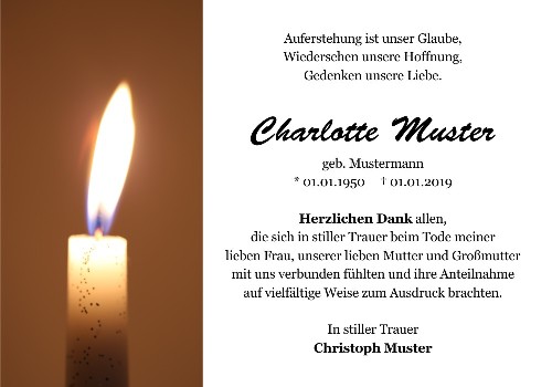 Danksagungskarten Trauer Kerze