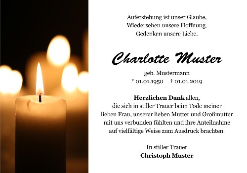 Danksagungskarten Trauer Kerze