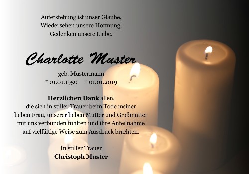 Danksagungskarten Trauer Kerze