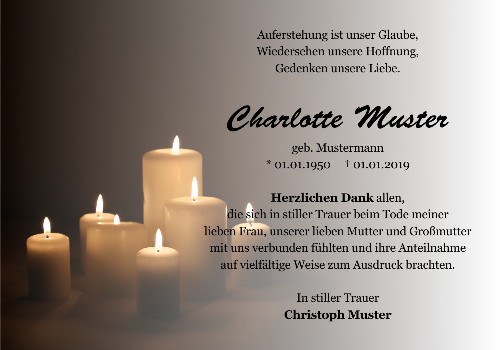 Danksagungskarten Trauer Kerze