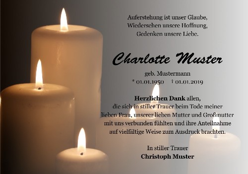 Danksagungskarten Trauer Kerze