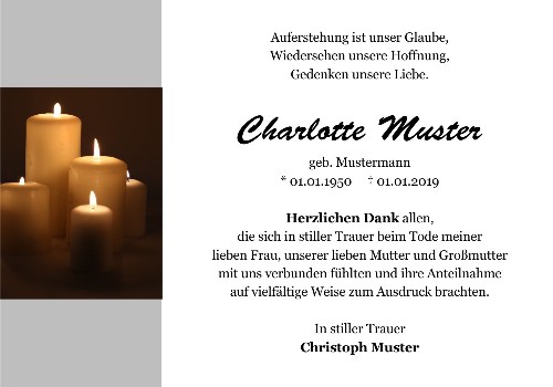 Danksagungskarten Trauer Kerze