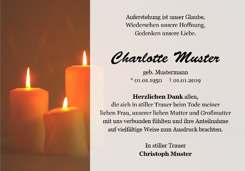 Danksagungskarten Trauer Kerze