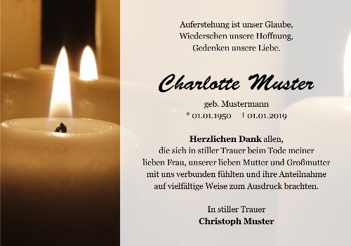 Danksagungskarten Trauer Kerze