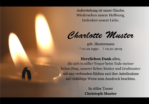 Danksagungskarten Trauer Kerze