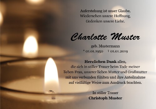 Danksagungskarten Trauer Kerze