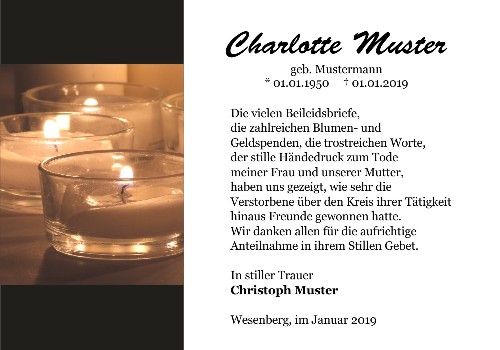 Danksagungskarten Trauer Kerze