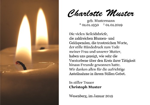 Danksagungskarten Trauer Kerze